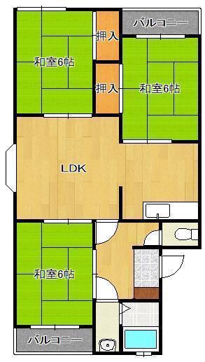 フォーブル引野20(3DK/2階)の間取り写真