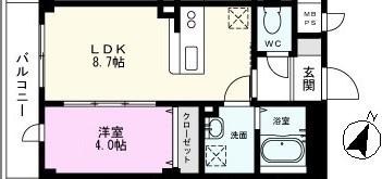 アスティオン(1LDK/1階)の間取り写真