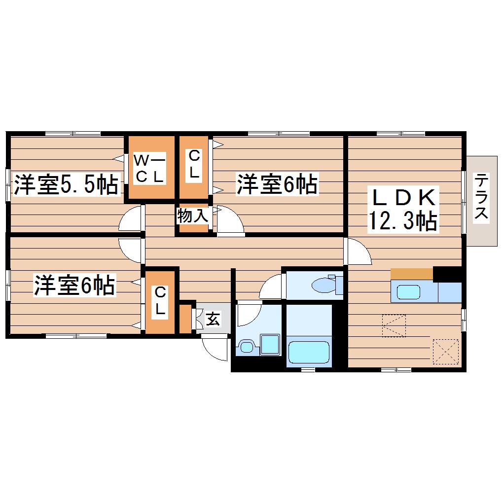 コルベイユ C(3LDK/1階)の間取り写真
