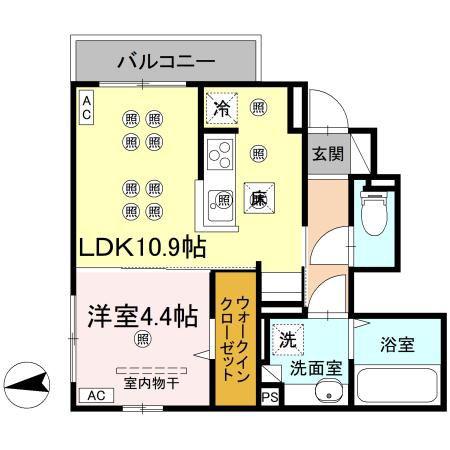 M-ONE丸の内(1LDK/1階)の間取り写真