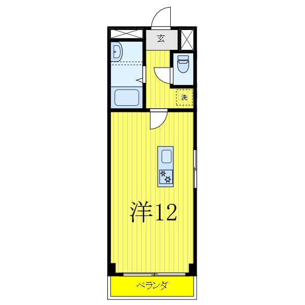ヴィラ河合(ワンルーム/2階)の間取り写真