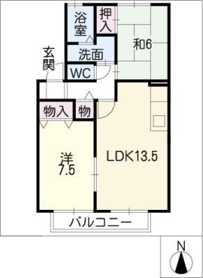 エステートパレス福岡(2LDK/2階)の間取り写真
