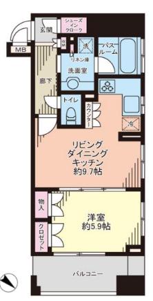 ドルフ日本橋人形町(1LDK/3階)の間取り写真