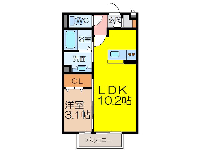 アビタシオン(1LDK/2階)の間取り写真