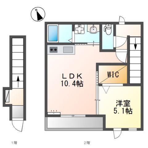シャイン パレス(1LDK/2階)の間取り写真