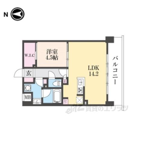 ブランシエスタ山科大塚(1LDK/7階)の間取り写真