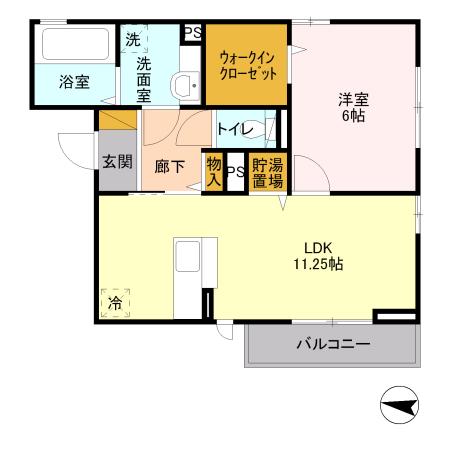 PROUD LAKE(1LDK/3階)の間取り写真