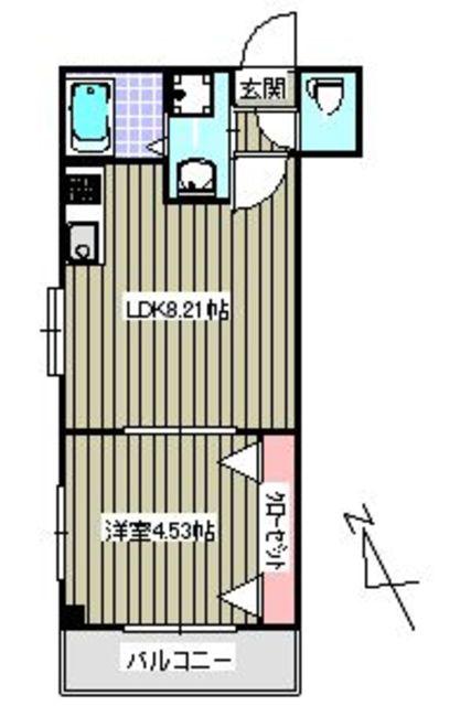 ゆうプラザ博多駅東 A棟(1LDK/2階)の間取り写真