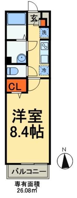 リブリ・小金(1K/1階)の間取り写真