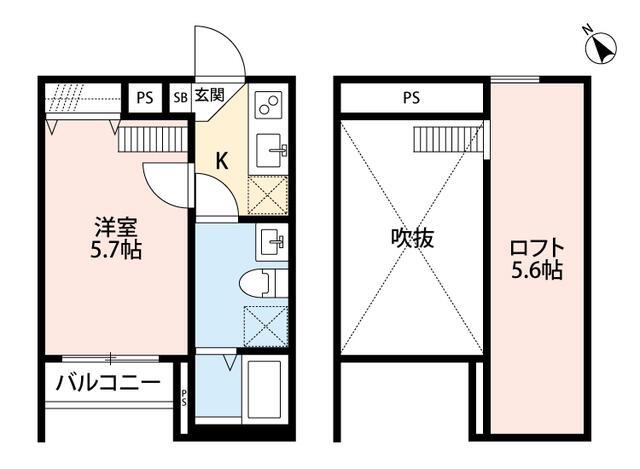 シエロ町田(1K/2階)の間取り写真