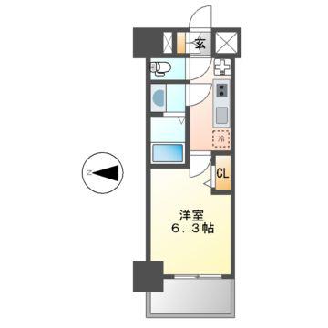 プレサンス太閤通ファシール(1K/4階)の間取り写真