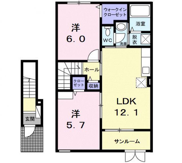 スペーシア(2LDK/2階)の間取り写真