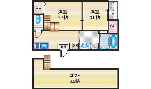 REVEUR AMETRINE(2SK/1階)の間取り写真