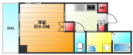 Rスクエア日本橋I(1K/8階)の間取り写真