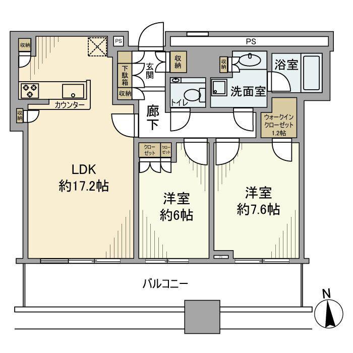 クレストプライムタワー芝(2LDK/30階)の間取り写真