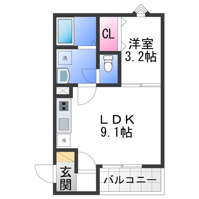 FSTYLE高見の里2号館(1LDK/2階)の間取り写真