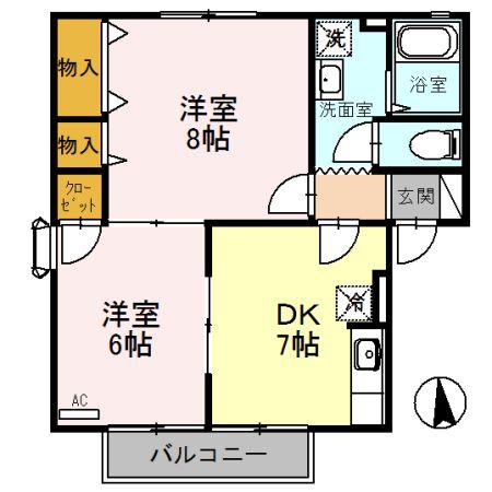 セジュール113 A(2DK/2階)の間取り写真