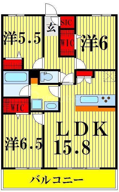 ロイヤルパークス新田(3LDK/6階)の間取り写真