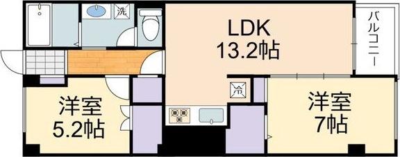 はまなすコーポ(2LDK/5階)の間取り写真