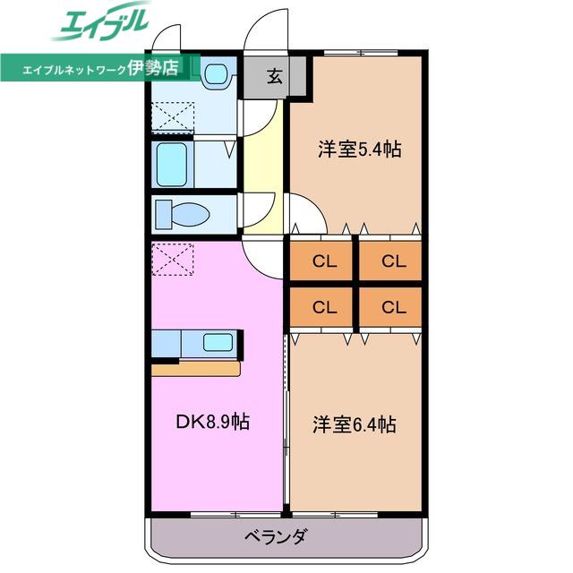 ピュアタウンI(2DK/3階)の間取り写真