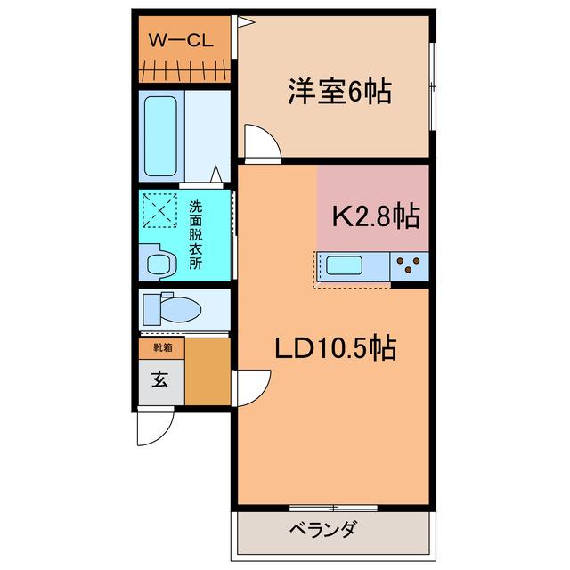 BRUNO(1LDK/2階)の間取り写真