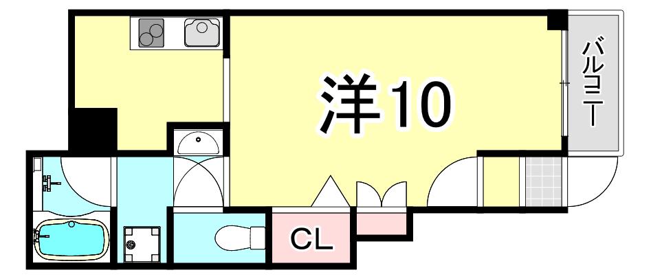 アルコーブ仁川(ワンルーム/2階)の間取り写真