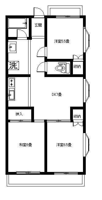 ヴェルセ学芸大(3DK/1階)の間取り写真