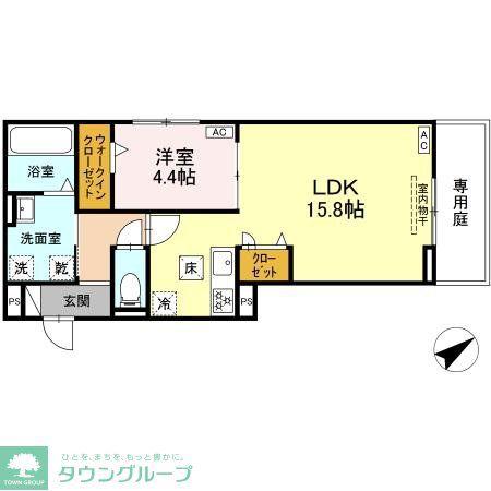 ルヴィータ川名(1LDK/1階)の間取り写真