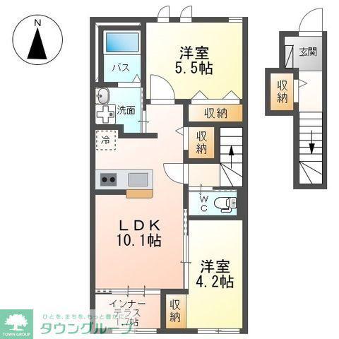 ヴァーチュアス I(2LDK/2階)の間取り写真
