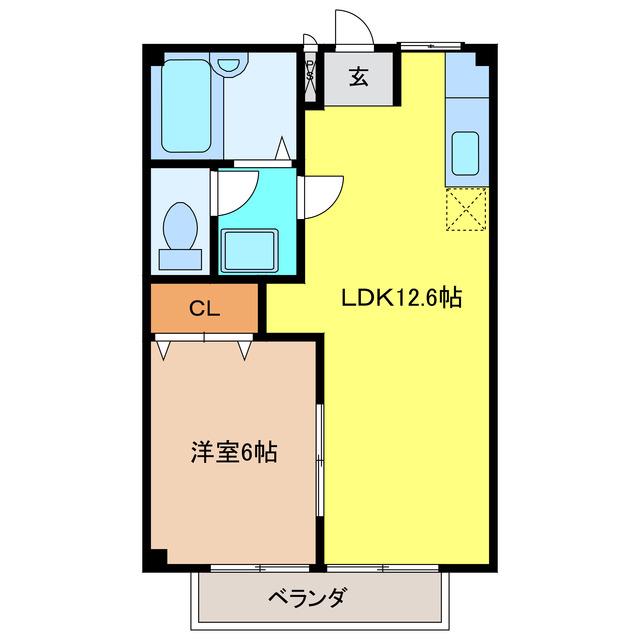 シャルム白鳳II(1LDK/2階)の間取り写真