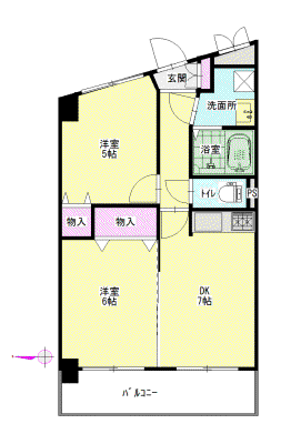ソフィーナ鷺沼(2DK/5階)の間取り写真