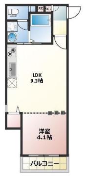ブランシェ春日原(1LDK/3階)の間取り写真