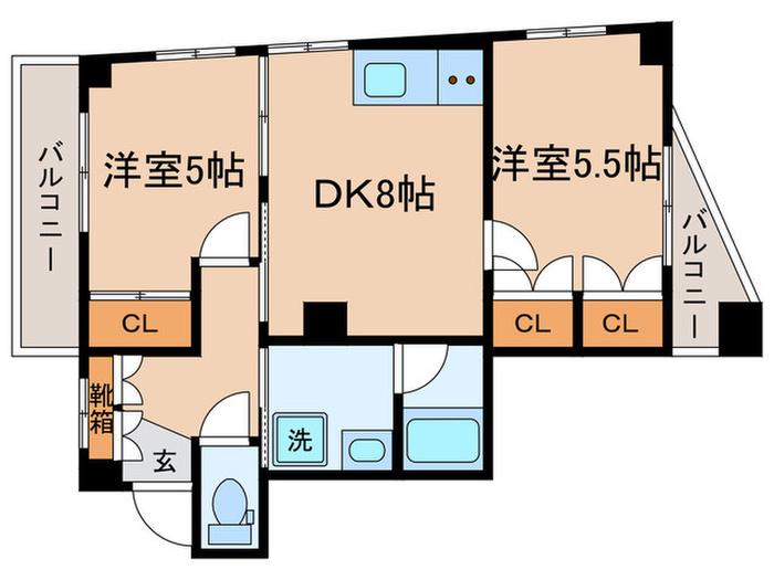K・田中ビル(2DK/3階)の間取り写真