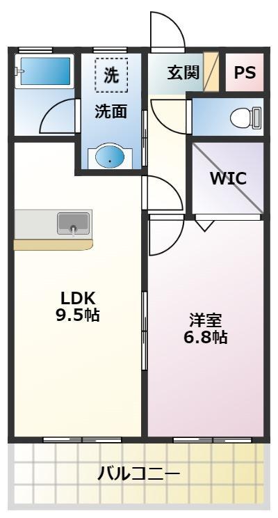 サングレイス(1LDK/1階)の間取り写真
