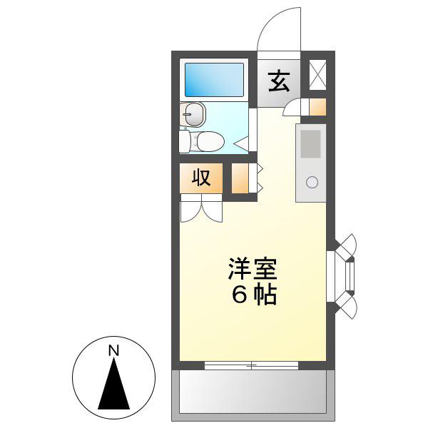 フラワーヒルズ(ワンルーム/2階)の間取り写真