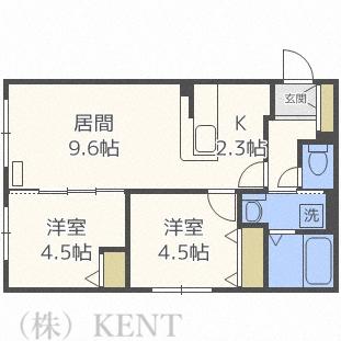 LUXE MARUYAMA(2LDK/1階)の間取り写真