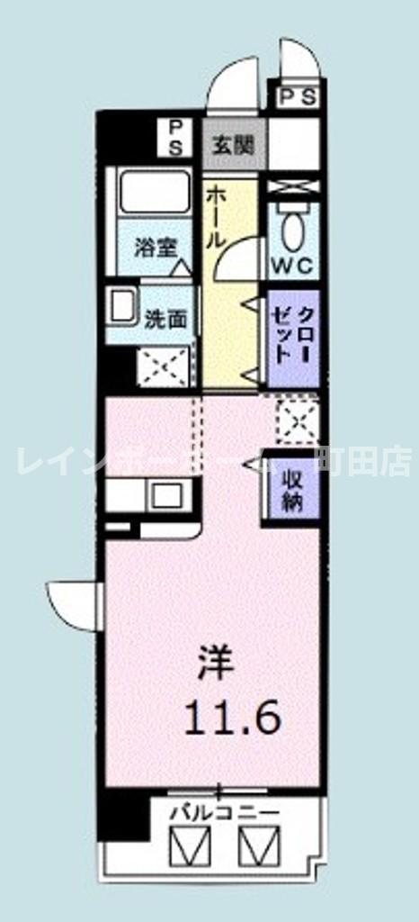 ミッションヒルズ(ワンルーム/2階)の間取り写真