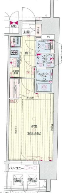 プレサンス大須観音駅前(1K/6階)の間取り写真
