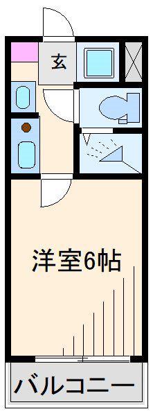 綱島ダイヤモンドパレス(1K/4階)の間取り写真