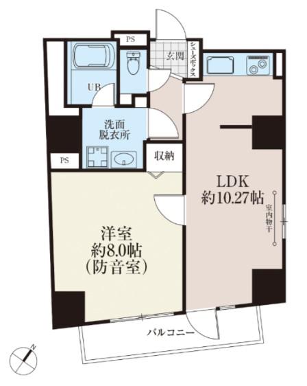 白山レジデンス(1LDK/5階)の間取り写真
