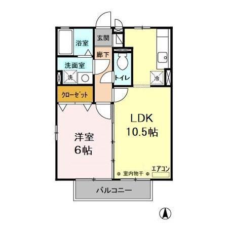 モンレーブ(1LDK/2階)の間取り写真
