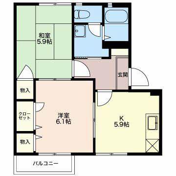 ラフィネ A(2K/2階)の間取り写真