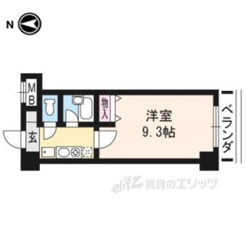 ドミトリィ御池(1K/4階)の間取り写真