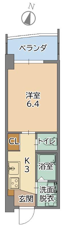 トーマス石川(1K/3階)の間取り写真
