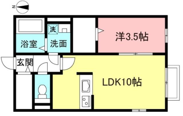 レトア E(1LDK/1階)の間取り写真