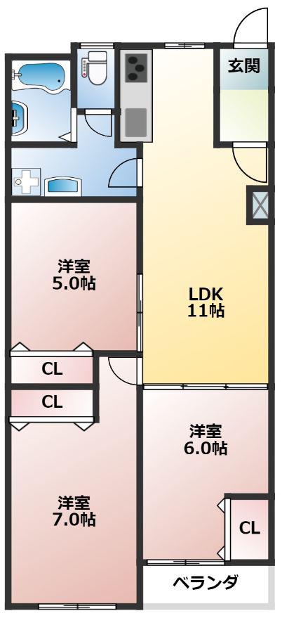 上板橋ハウス(3LDK/2階)の間取り写真