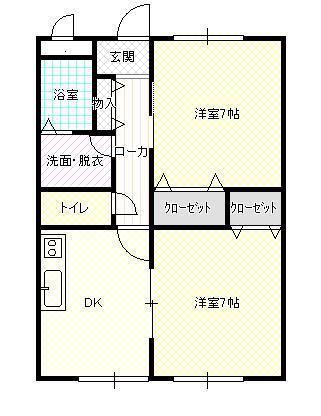 N.Kフレンドハイム(2DK/2階)の間取り写真