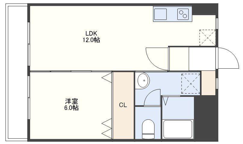 エクセレント北島(1LDK/6階)の間取り写真