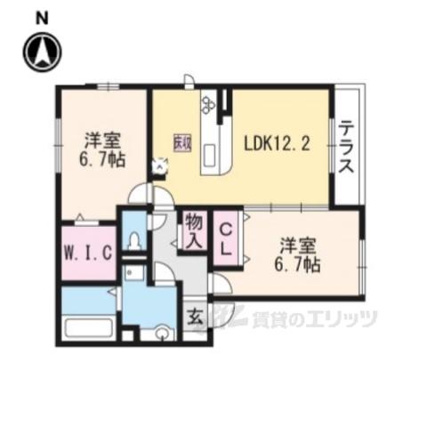 SAINT FLEURE 雅 A棟(2LDK/1階)の間取り写真