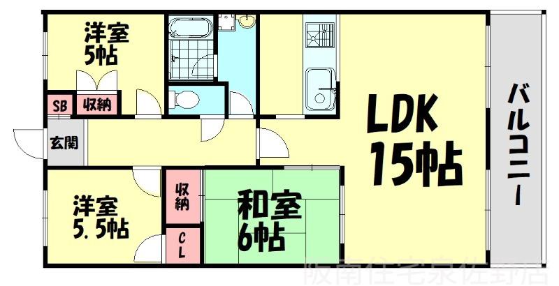 アムール・IZUMI(3LDK/2階)の間取り写真
